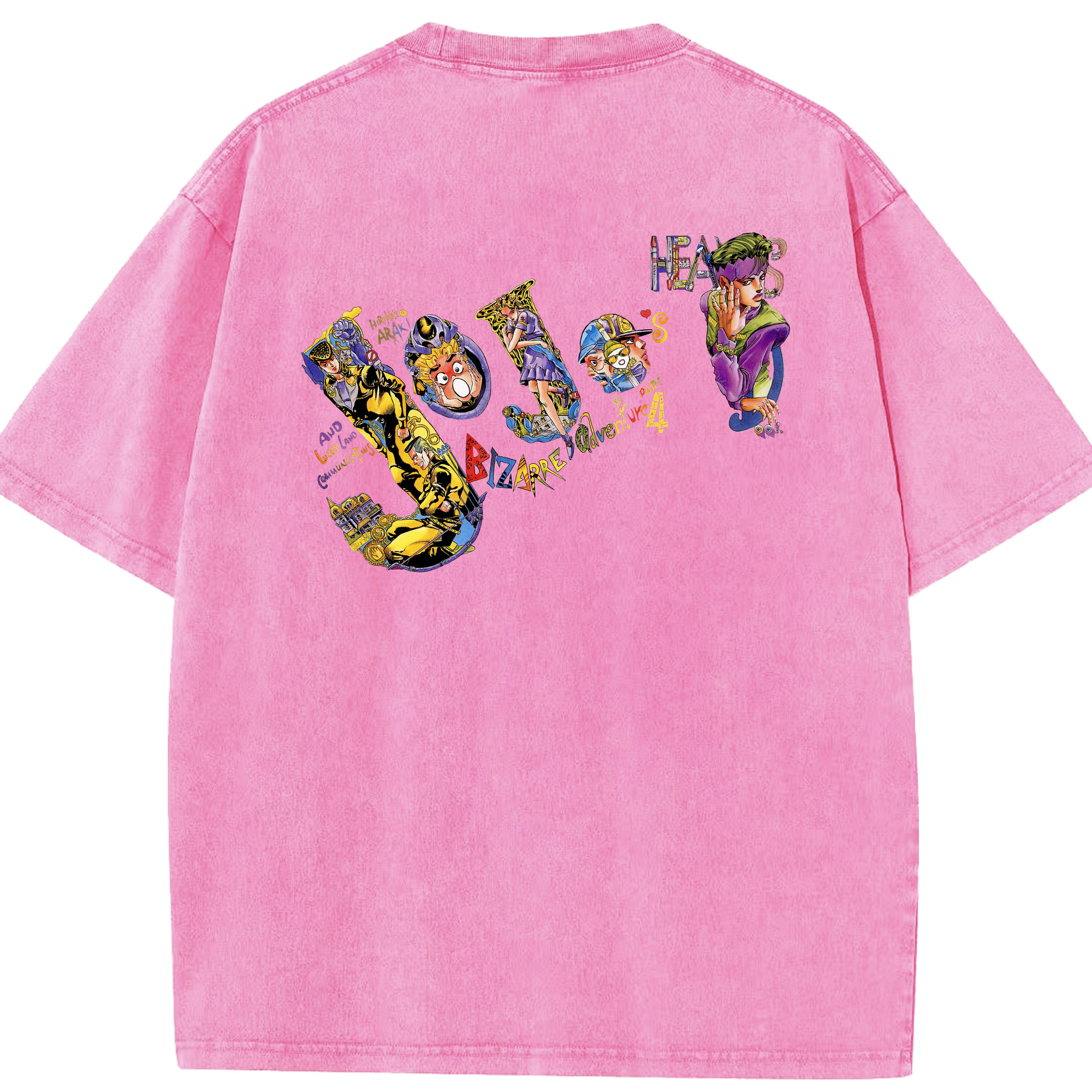 （画像用） ジョジョの奇妙な冒険 JoJo's Bizarre Adventure 綿100% ヴィンテージ風 半袖Tシャツ（背面プリント）